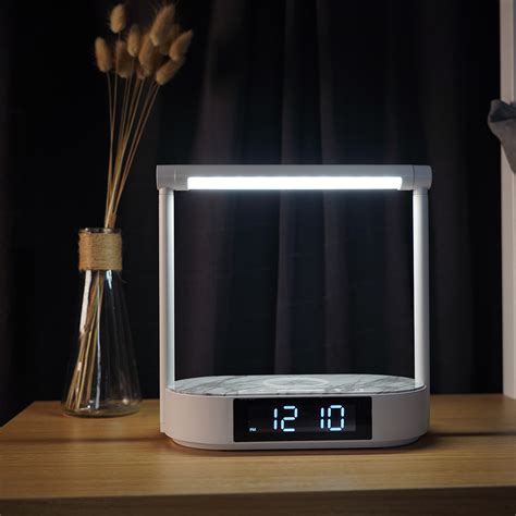 Wireless Charger Led Bedside Table Lamps Night Light With Digital Alarm