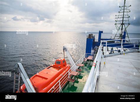 Orange Lifeboat Image Stock Photo Alamy