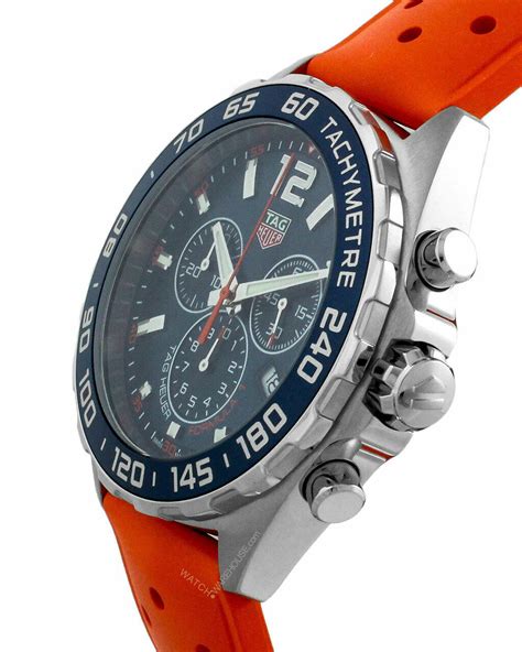 Tag Heuer Formula 1 Chronograph Blue Dial Orange Rubber Watch With 3