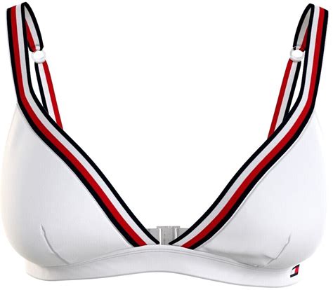 Tommy Hilfiger Signature Tape Unpadded Triangle Bikini Top UW0UW04101 White Ab 17 94