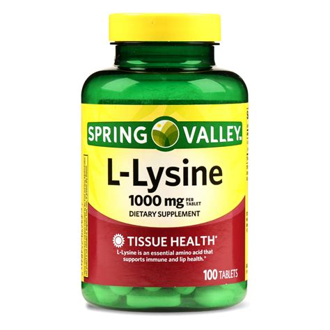 Spring Valley L Lysine Amino Acid Supplements 1000 Mg 100 Count