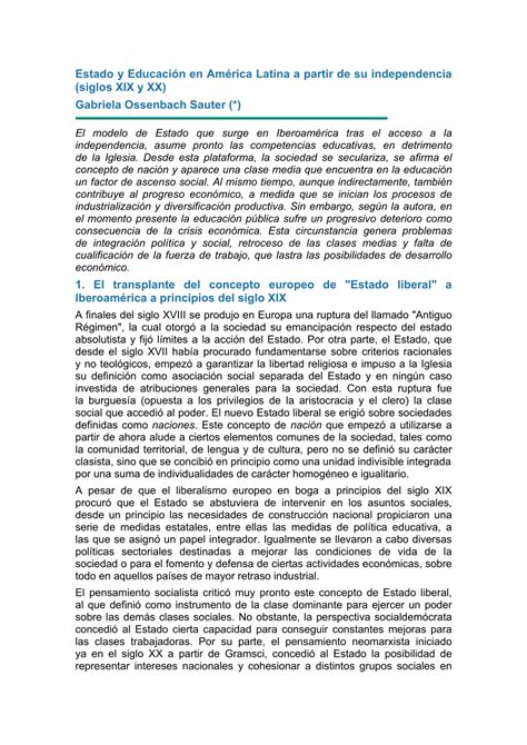 Pdf Estado Y Educaci N En Am Rica Latina A Partir De Su Independencia Siglos Xix Y Xx