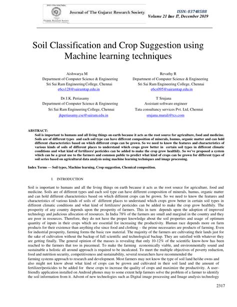 Pdf Soil Classification And Crop Suggestion Using Machine Learning