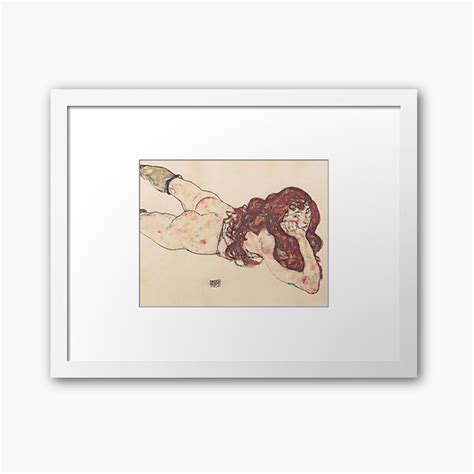 FEMALE NUDE LYING ON HER STOMACH EGON SCHIELE Framed Art Print For