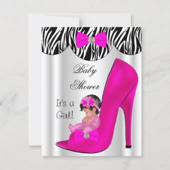 Cute Baby Shower Girl Hot Pink Baby Shoe Invitation Zazzle