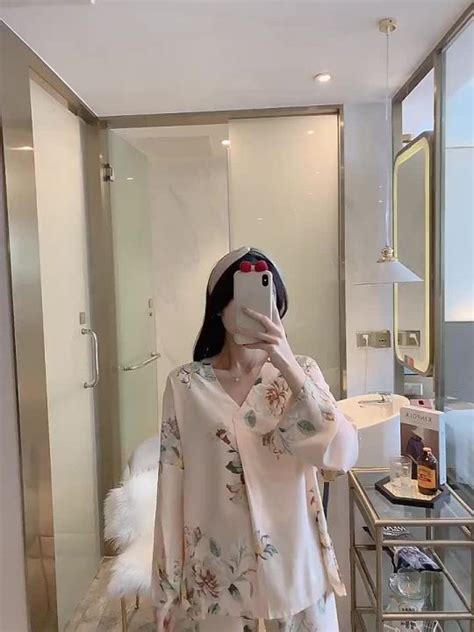 HOT ชดนอนผาคอตตอนสำหรบผหญงผาคอตตอนสำหรบฤดใบไมผลและฤดใบไมรวงเสอผาใสในบานทรง