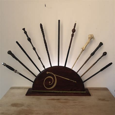 Wand Display Stand Wooden Rack Holds 11 Wizard Wands For Your Etsy