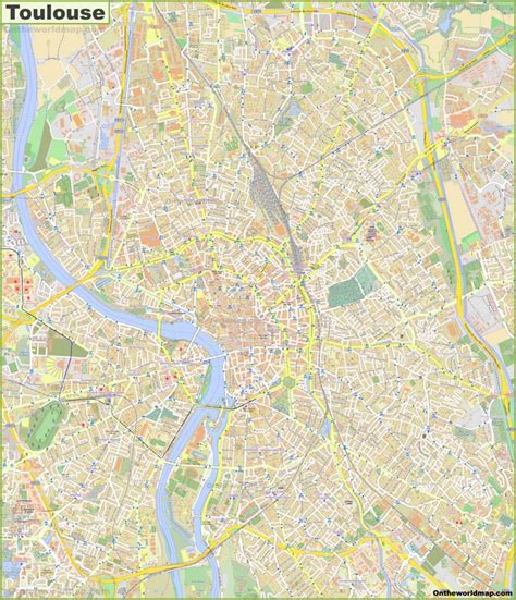 large detailed map toulouse ontheworldmapcom
