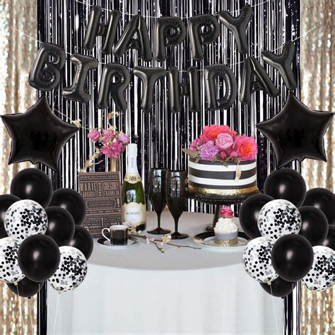 Th Birthday Decorations Black Dirty Foil Balloon Cake Toppers