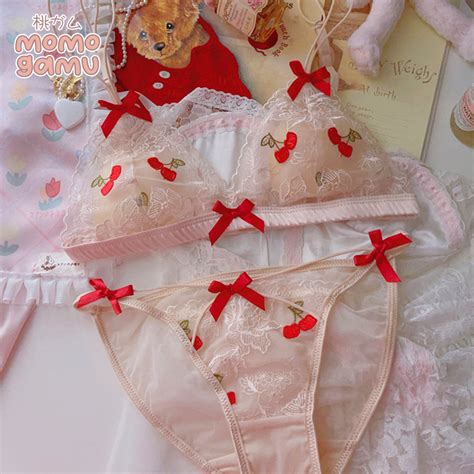 Jual Cherry Creme Lingerie Bra Undergarment Set Momogamu Japanese Cute X Kawaii Lingerie