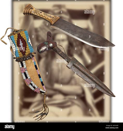 Native American Culture Art A Collection Of Knives Stock Photo Alamy