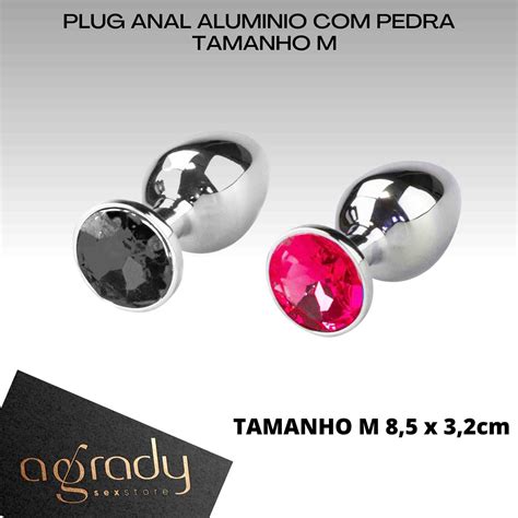 Plug Anal Em Alum Nio Pedra De Cristal Tamanho M X Cm