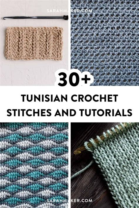tunisian crochet stitches  tutorials sarah maker