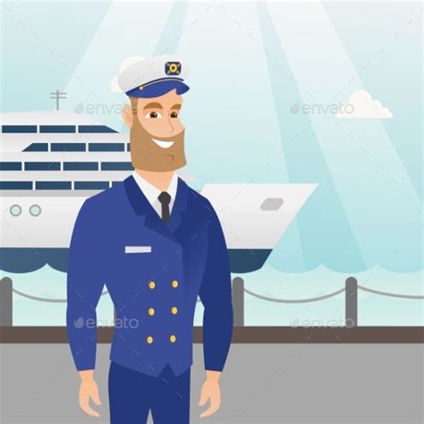Caucasian Ship Captain in Uniform at the Port. | Captain, Cruise ship