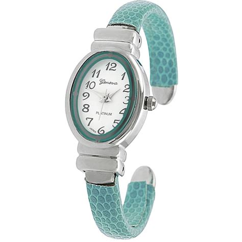 Geneva Womens Platinum Oval Face Cuff Watch 12264377