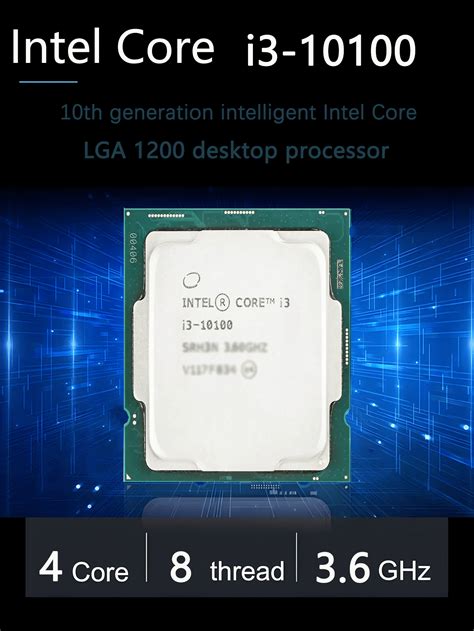 Intel Core i3-10100 i3 10100 3.6GHz 4-Core 8-Thread CPU Processor L3=6M ...