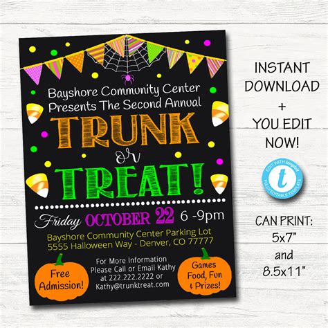 EDITABLE Trunk or Treat Flyer/invitation Printable Halloween Invitation ...