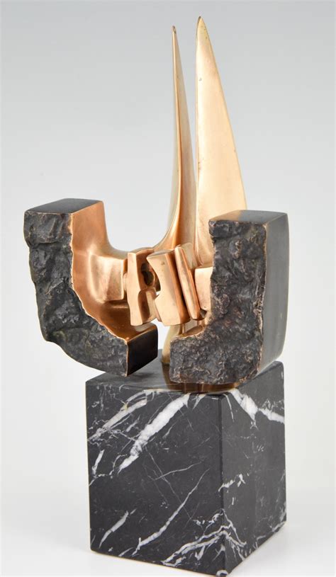 Mid Century Modern abstract bronze sculpture 1970 - Deconamic