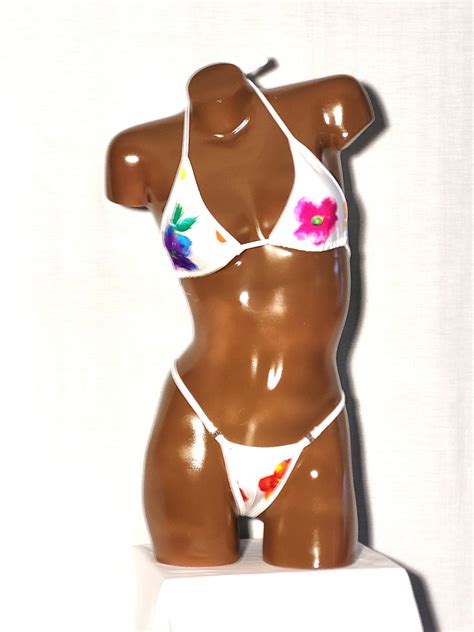 Sexy Thong Bikini Set Floral Print For Exotic Pole Dancer Outfit A B Cup Etsy