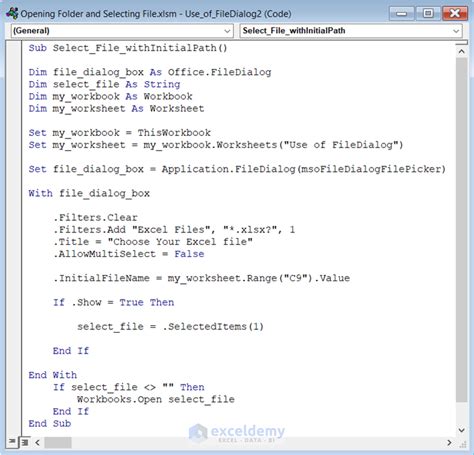 How To Open Folder And Select File Using Excel Vba 4 Examples