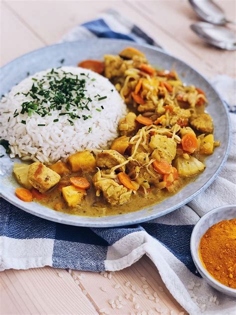 Fruchtig Scharfe Puten Curry Mit Mango Ananas Karotten Reis