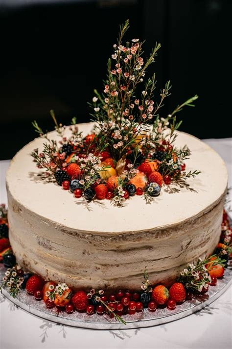 Elegant Naked Cake Berries Flowers Stock Photos Free Royalty Free Stock Photos From Dreamstime