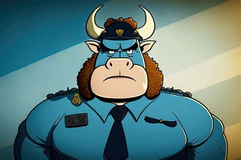 Premium Photo Portrait Of Beefalo As A Policeman Generative Ai