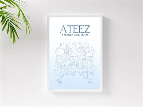 Ateez Inspired Poster K Pop Themed Printable Wall Art Aesthetic Line Art Digital Download Etsy