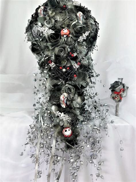 Jack Skellington Fantasy Wedding Bridal Cascade Bouquet Gothic Jack