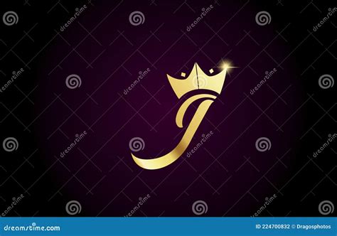 J Alphabet Letter Icon Design With King Crown Template Stock Vector