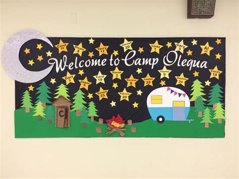 August Camping Bulletin Board Bulletin Board Decor Board Decoration