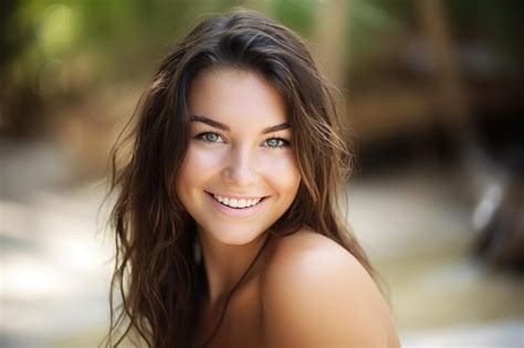 Une Magnifique Jeune Femme Vous Sourit En Portant Un Bikini Cr Avec Une Ia G N Rative Photo