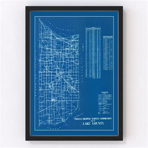 Vintage Map of Lake County, Indiana 1936 by Ted's Vintage Art