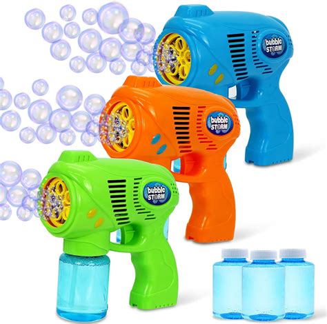 Joyin 3 Bubble Guns Kit With 3 Bubble Solutions For Kids