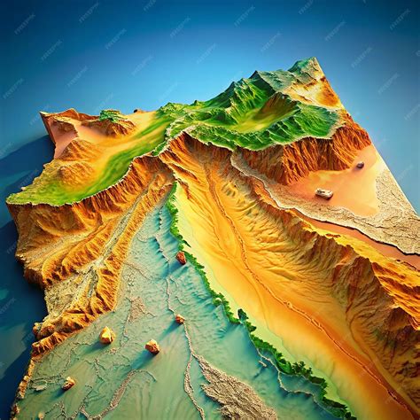 Egypt map 3D digital highaltitude topographic map | Premium AI