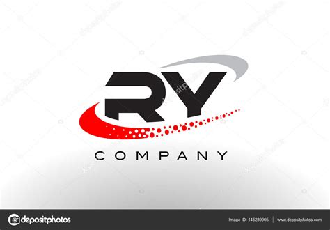 Ry Modern Letter Logo Design With Red Dotted Swoosh Stock Vector Image