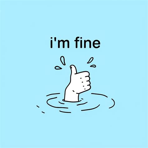 cartoon thumbs  hand gesture  im fine text mug design playground