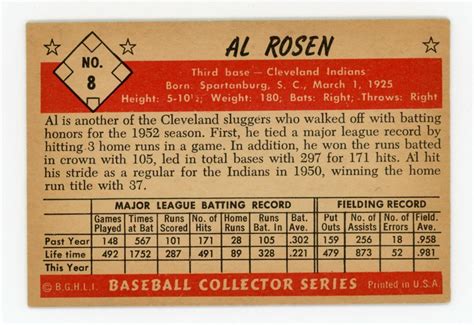 1953 Bowman Color 8 Al Rosen For Sale Online EBay