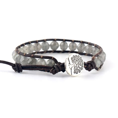 Браслет Femme из натуральной кожи Лабрадорит бусы браслеты высокого ...