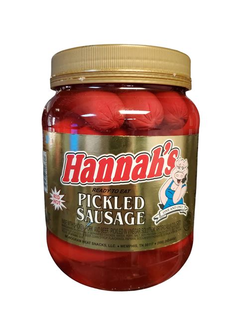 Hannah S Delicious Red Hot Pickled Sausages Ready To Eat Oz Jar Walmart