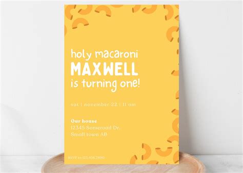 Holy Macaroni Birthday Invitation Tempalte Etsy