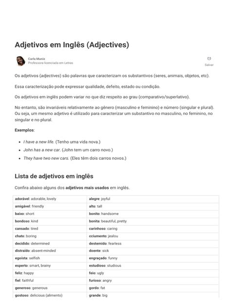 Adjetivo Em Inglês Exemplos - Adjetivos em Inglês (Adjectives) - Toda Matéria | PDF | Pronome | Adjetivo