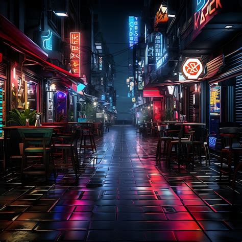 Premium Photo Cyberpunk Alley Neon Lit Alleyway Backdrop Cyberpunk
