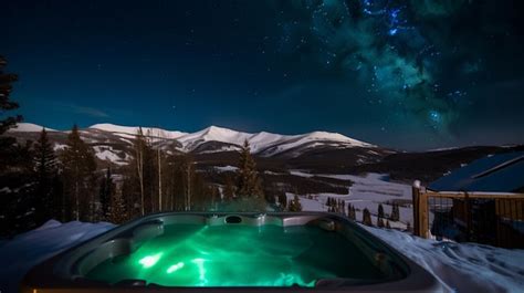 Premium Photo A Hot Tub In The Mountains With A Starry Sky In The Background