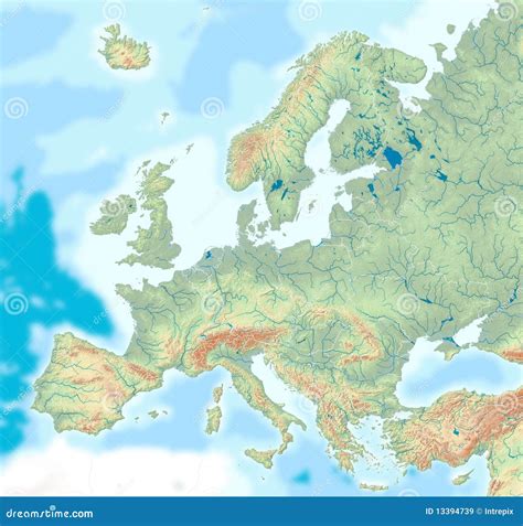 Physical Map Of Europe Stock Illustration Illustration Of Drainage