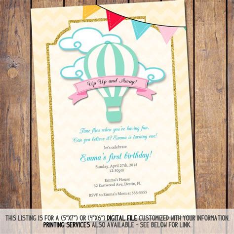 Hot Air Balloon Birthday Shower Invitation