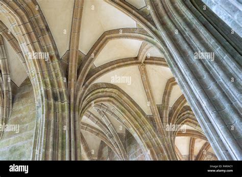 Interior architecture at Mont Saint Michel Abbey Stock Photo - Alamy