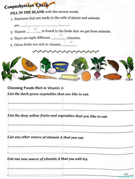 Vitamins And Minerals Worksheet Wordmint Worksheets Library