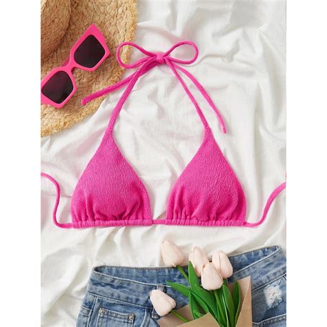 CÓ SẴN Áo bikini cột dây sexy màu hồng trendy Shopee Việt Nam