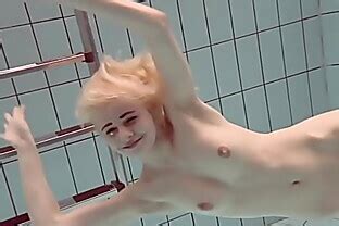 Blonde Babe Okuneva Shaved Pussy Underwater Swimming BlumpkinTube
